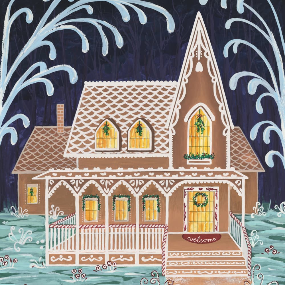 Whimsical Gingerbread House by Rosana Laiz Blursbyai — canvas wall art