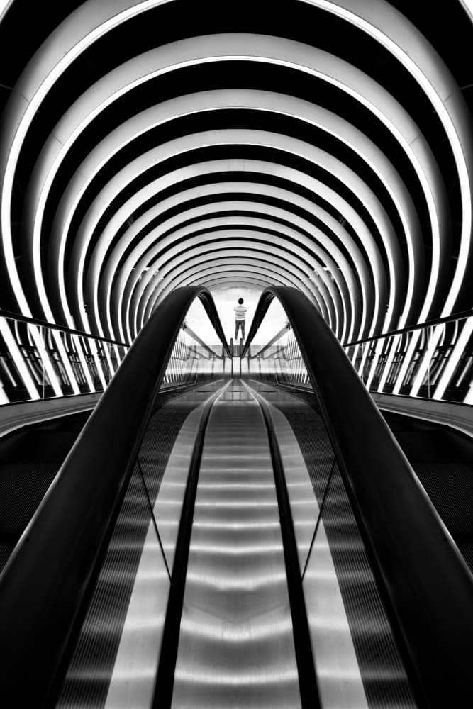 Monochrome Tunnel Journey by Antonyus Bunjamin (Abe) — canvas wall art