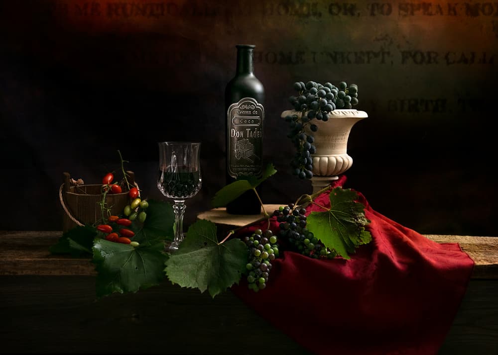 Classic Wine Still Life by Louie Luo — canvas wall art