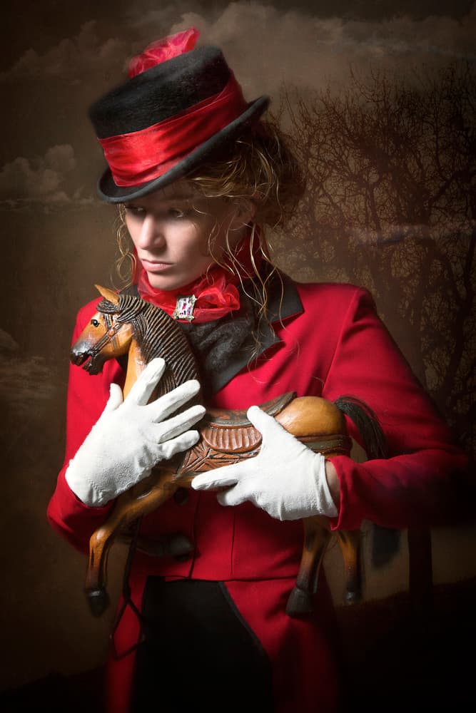 Woman in Red with Horse by Carola Kayen-Mouthaan — canvas wall art