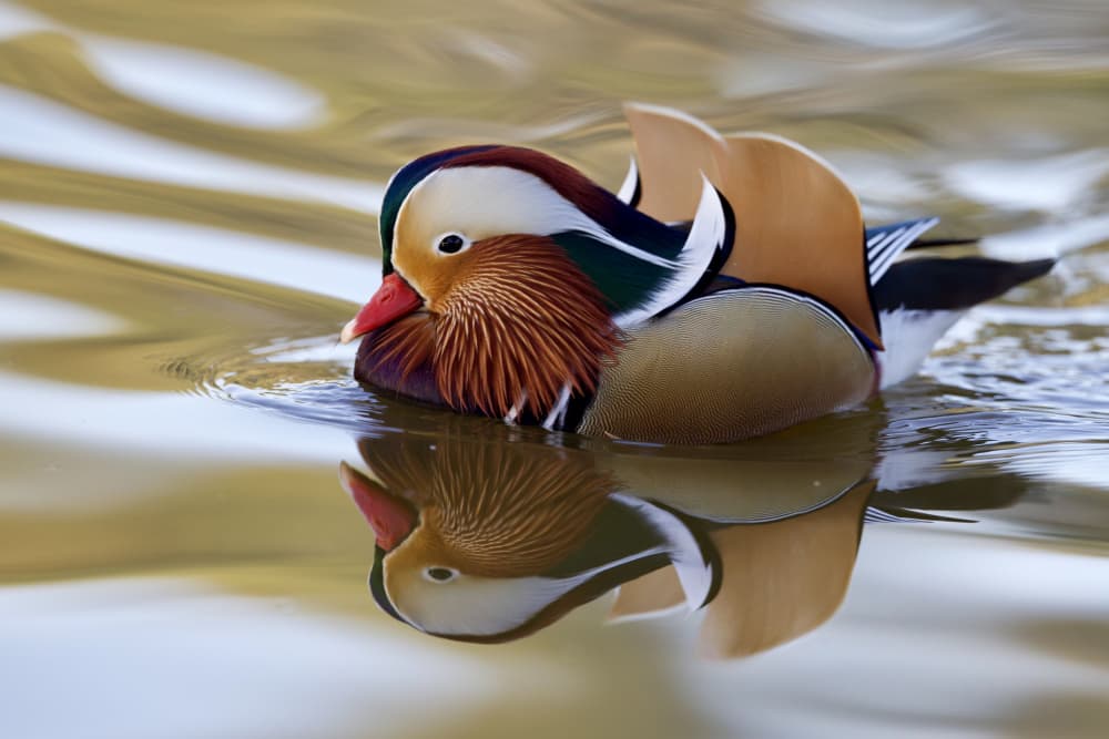 Mandarin Duck Reflection by David Manusevich — canvas wall art