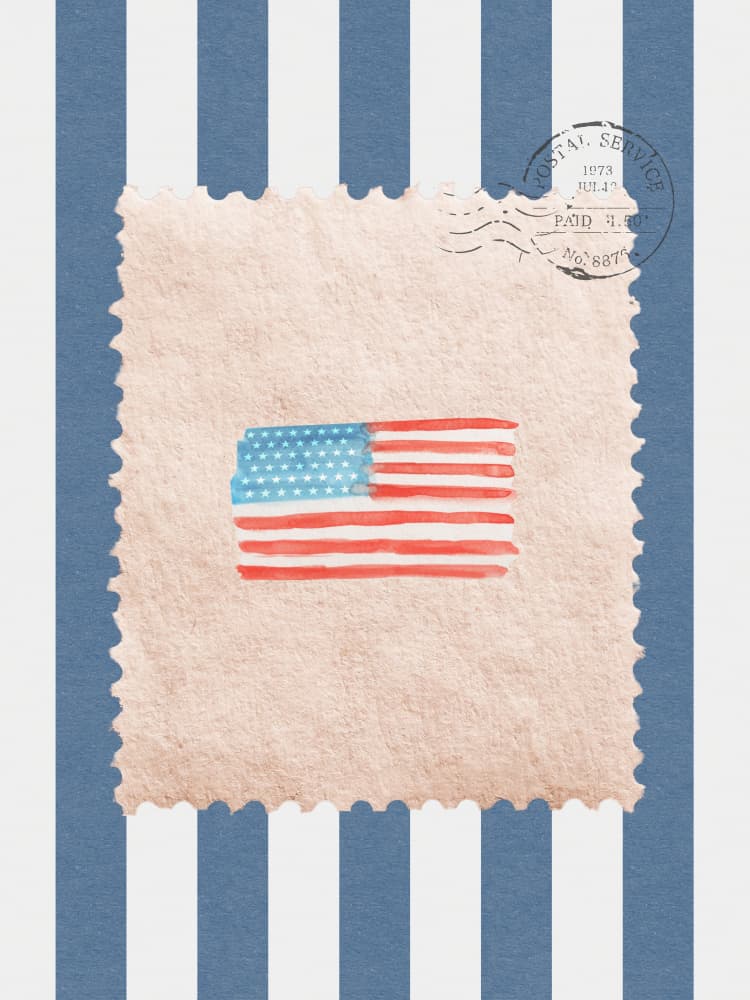 American Flag Stamp by Jolly and Dash — canvas wall art