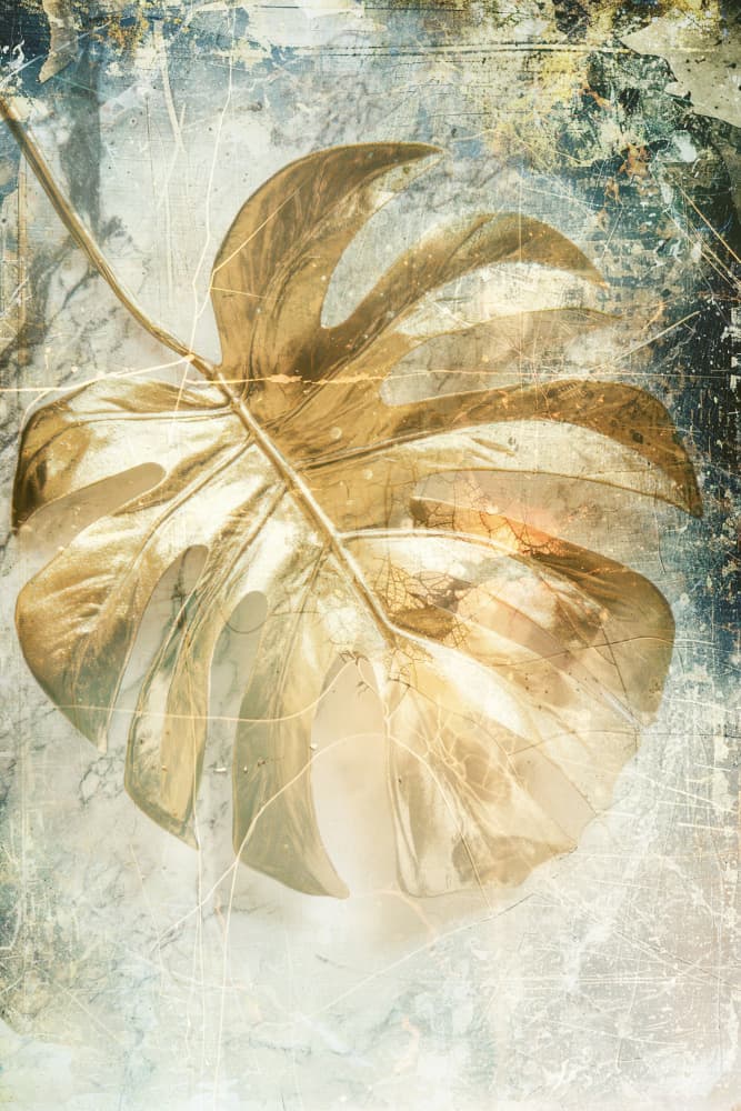 Gilded Monstera Leaf by Rafal Kulik — canvas wall art