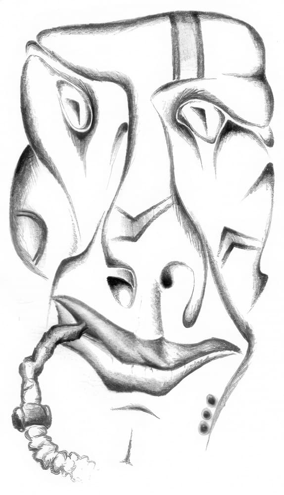 Surreal Face with Pipe by Kulik — canvas wall art