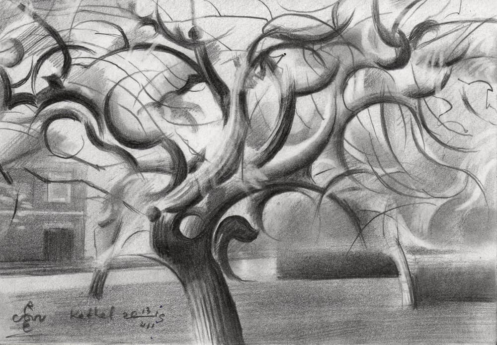 Expressive Winter Tree by Corné Akkers — canvas wall art