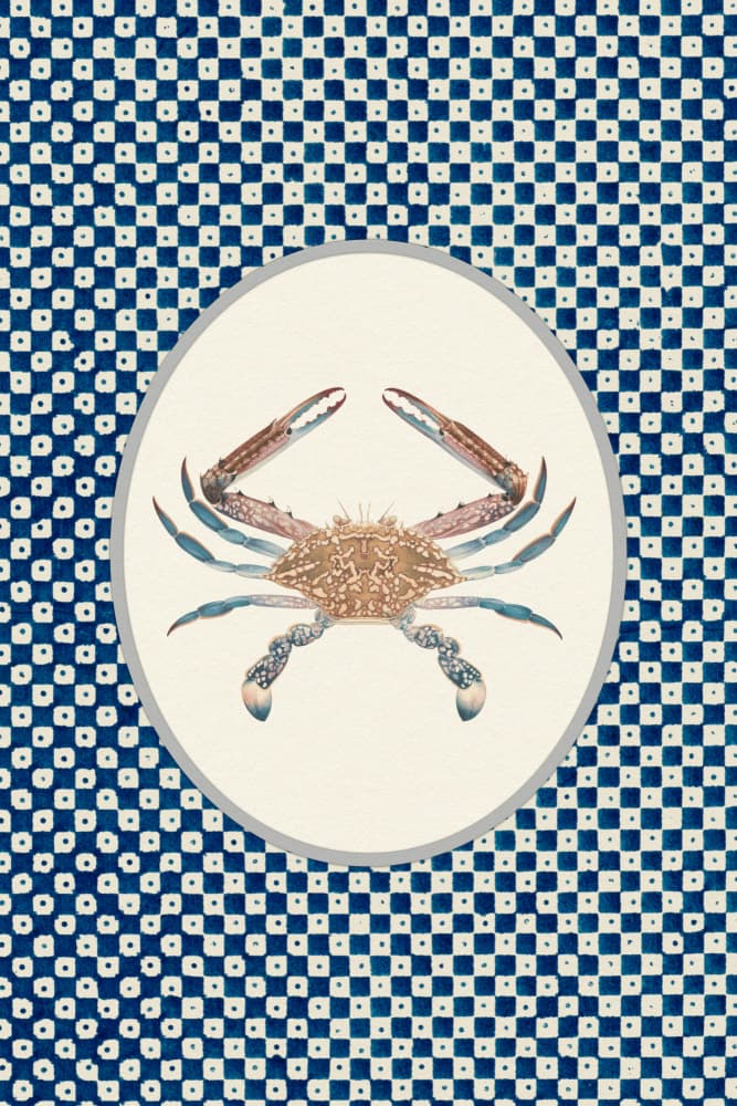 Blue Crab Japanese Pattern by Wild Violets — canvas wall art
