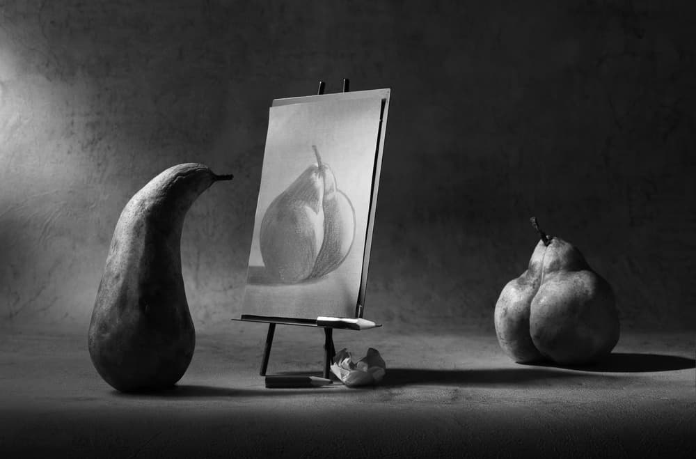 Pears At The Easel by Victoria Glinka — canvas wall art