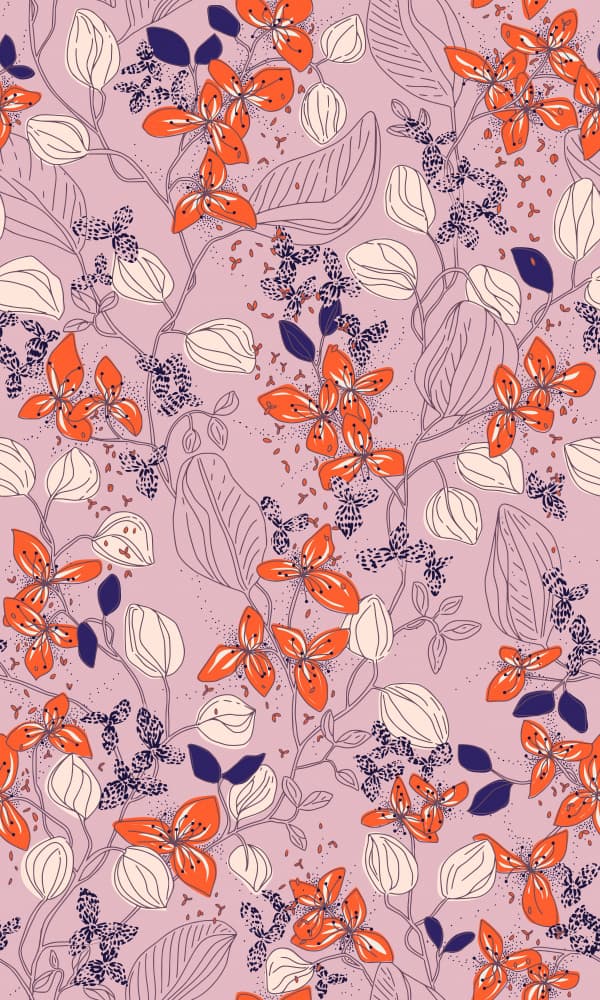 Orange Blossoms on Lavender by Annick — canvas wall art