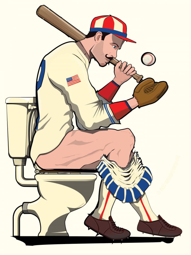 Vintage Baseball Humor by In The Washroom — canvas wall art