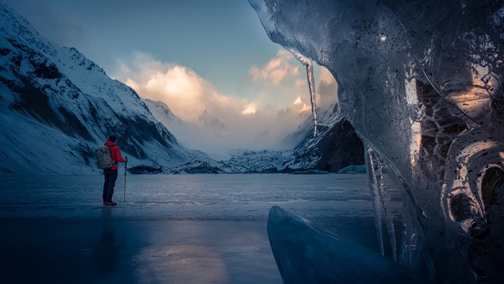 Winter Glacier Adventure by qiye — canvas wall art