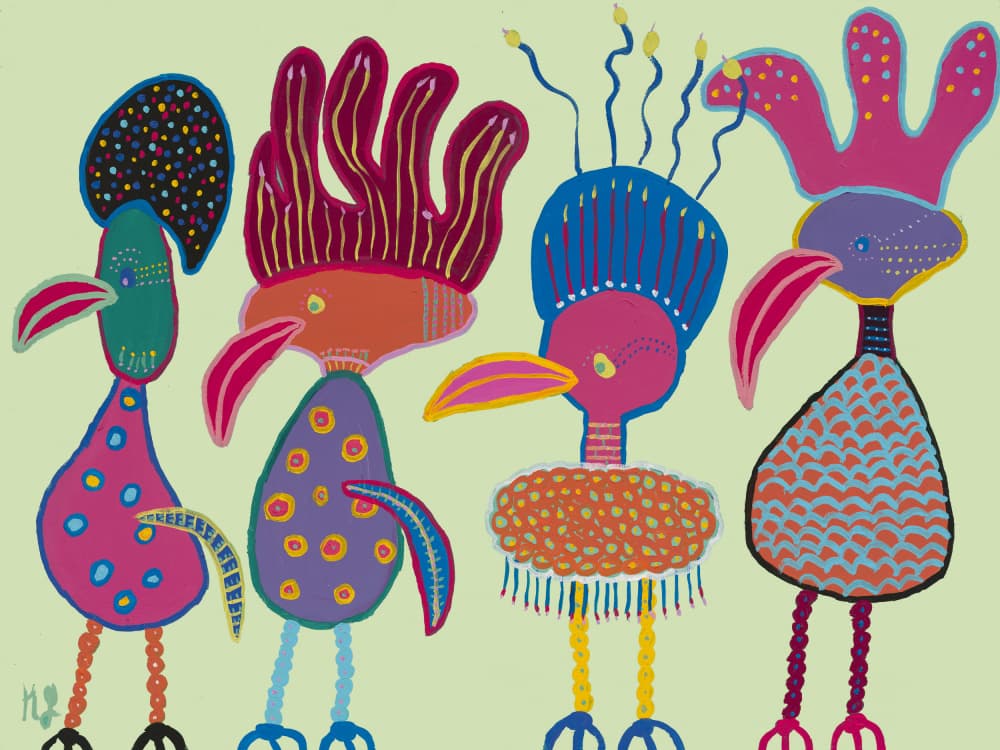 Whimsical Colorful Birds by Helen Joynson — canvas wall art