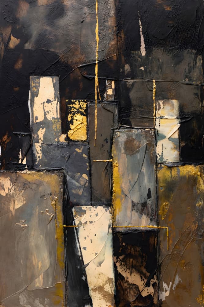 Golden City Abstract by Miguel Bruzual — canvas wall art