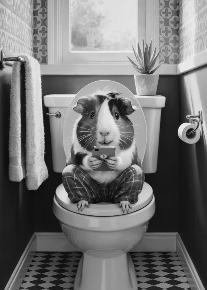 Guinea Pig Toilet Time by Andreas Magnusson — canvas wall art