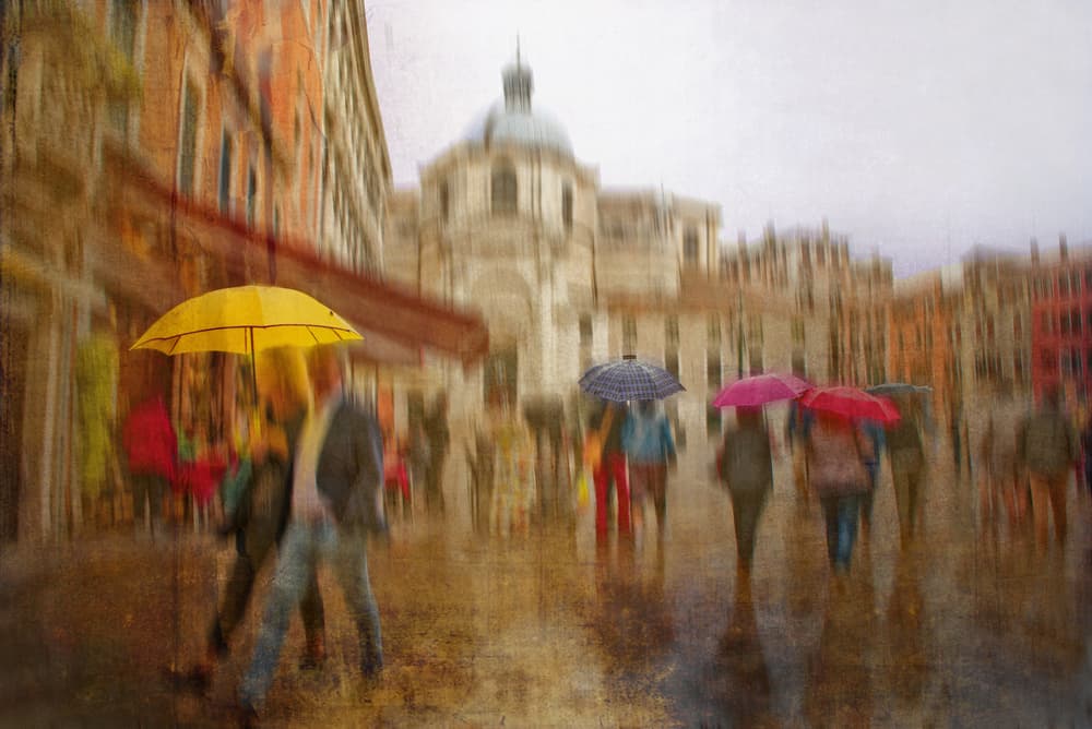 Colorful Rainy Street by Anette Ohlendorf — canvas wall art