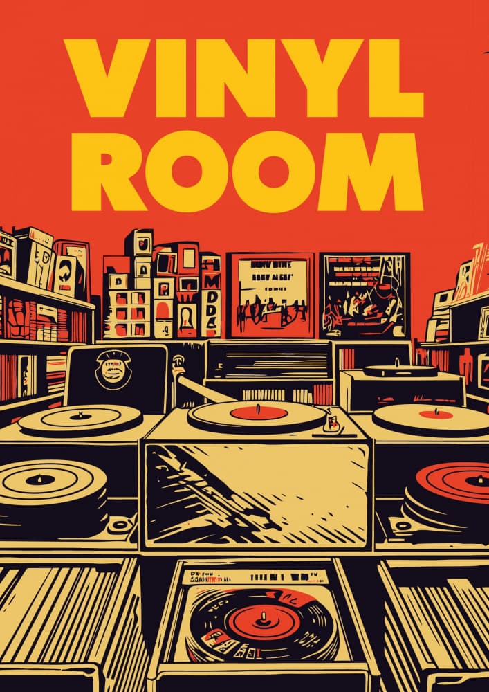 Retro Vinyl Room by WallChart Art Studio — canvas wall art