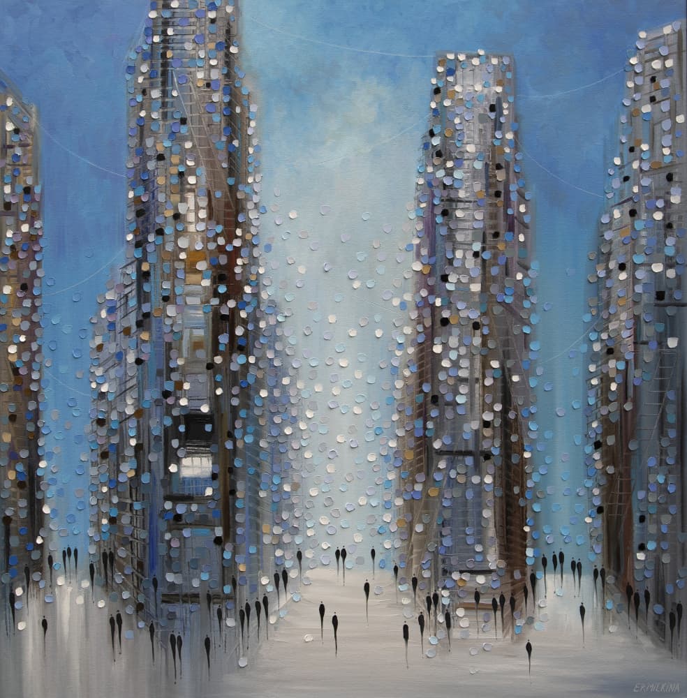 Rainy City Street by Ekaterina Ermilkina — canvas wall art