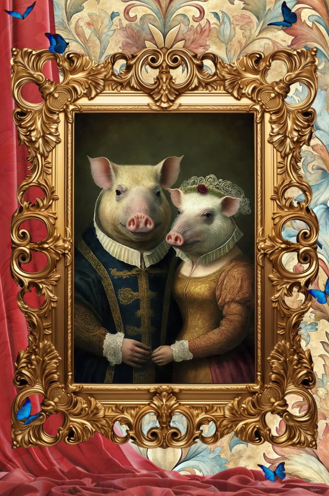 Noble Pig Couple by Sue Skellern — canvas wall art