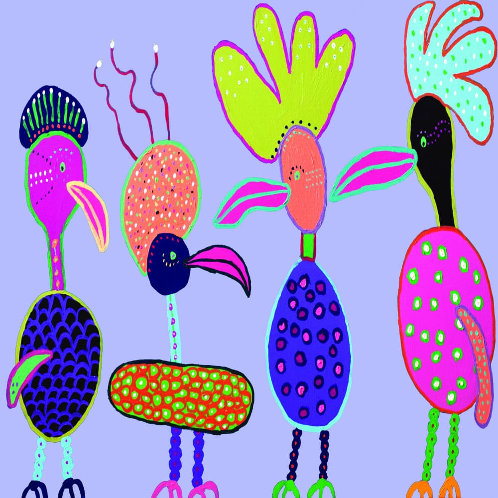 Whimsical Colorful Birds by Helen Joynson — canvas wall art
