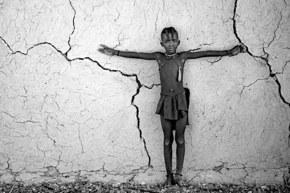 African Girl Cracked Wall by Gina Buliga — canvas wall art