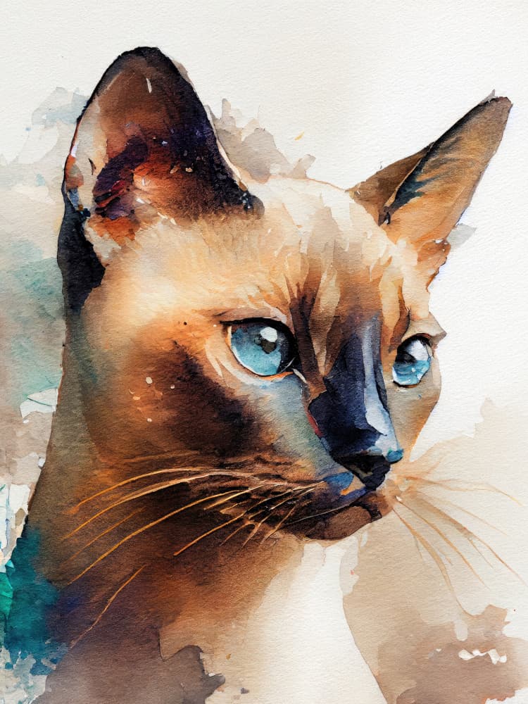 Watercolor Siamese Cat by Justyna Jaszke — canvas wall art