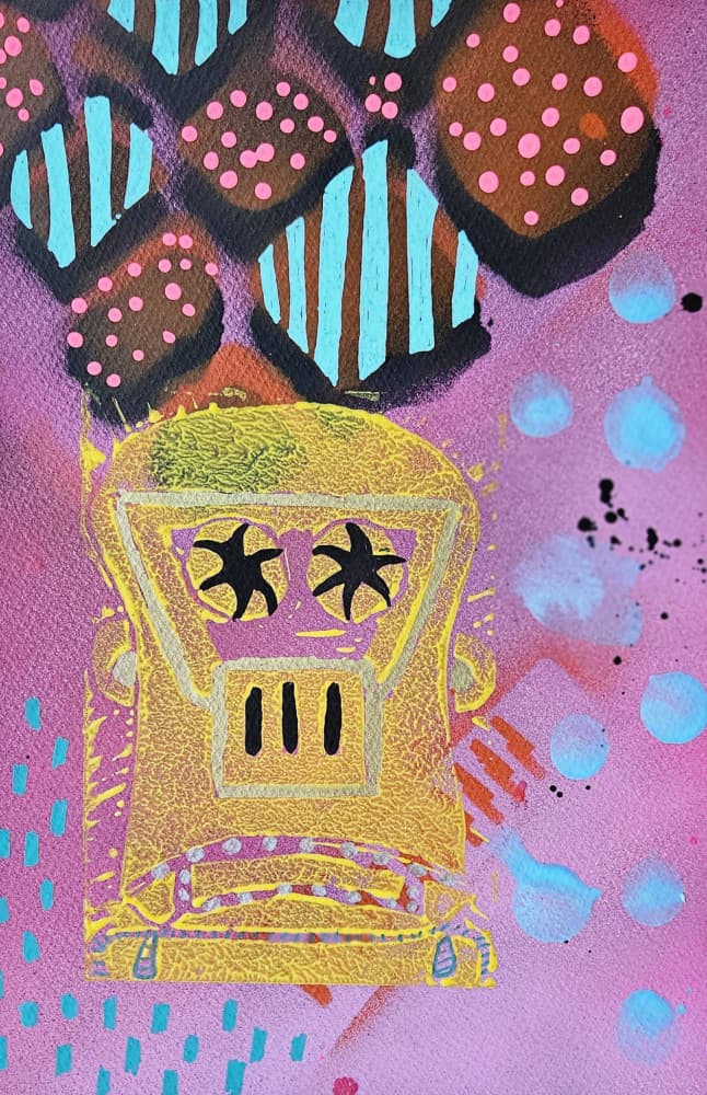 Vibrant Robot Thoughts by Olea Huuska — canvas wall art