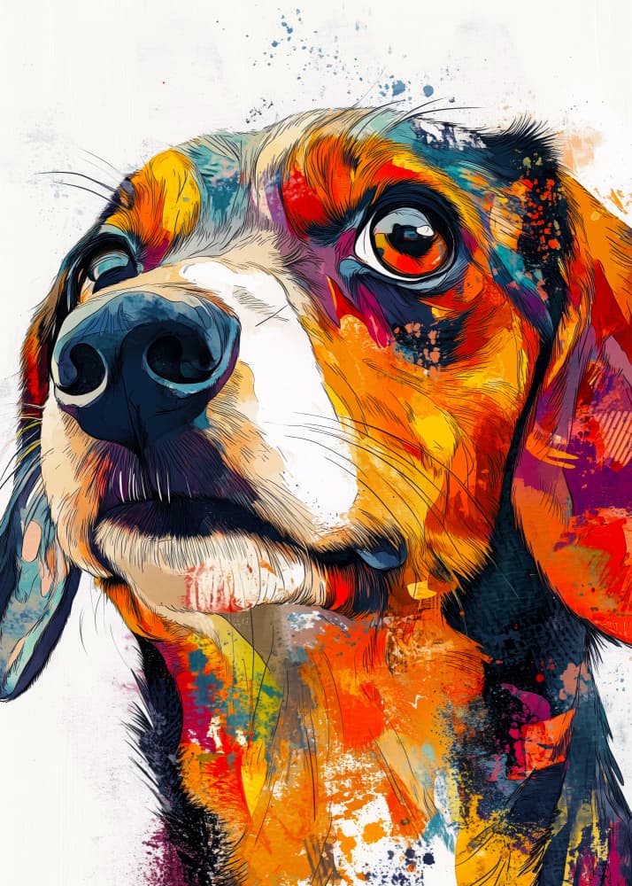 Vibrant Beagle Portrait by Justyna Jaszke — canvas wall art