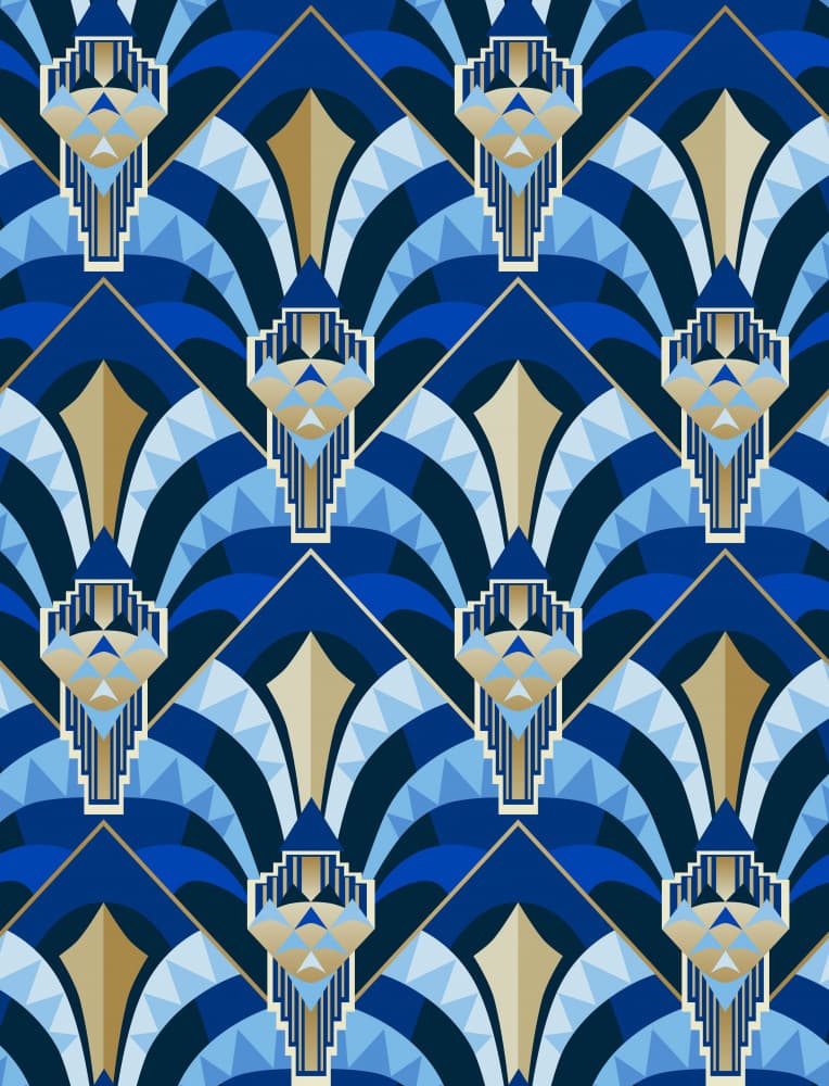 Blue Gold Art Deco by Annick — canvas wall art