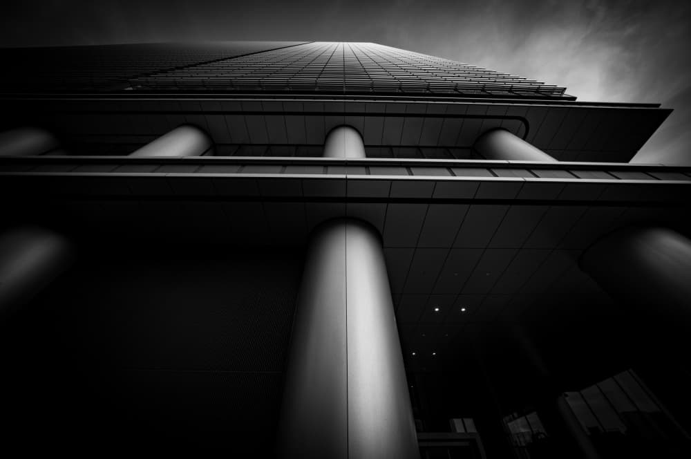 Skyward Skyscraper Columns by YUTAKA KURAHASHI — canvas wall art