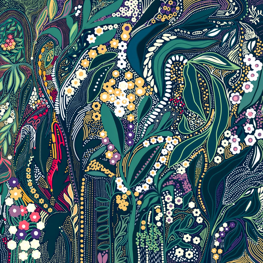 Vibrant Midnight Garden by Josie George — canvas wall art