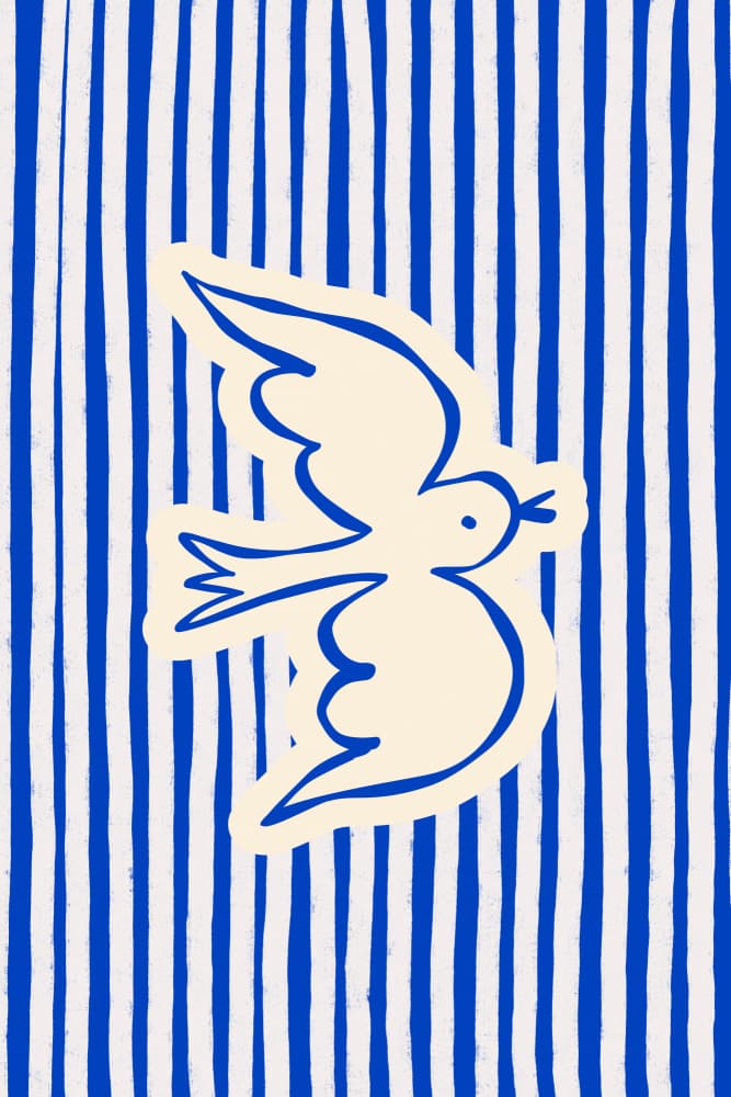 Flying Blue Striped Dove by Treechild — canvas wall art
