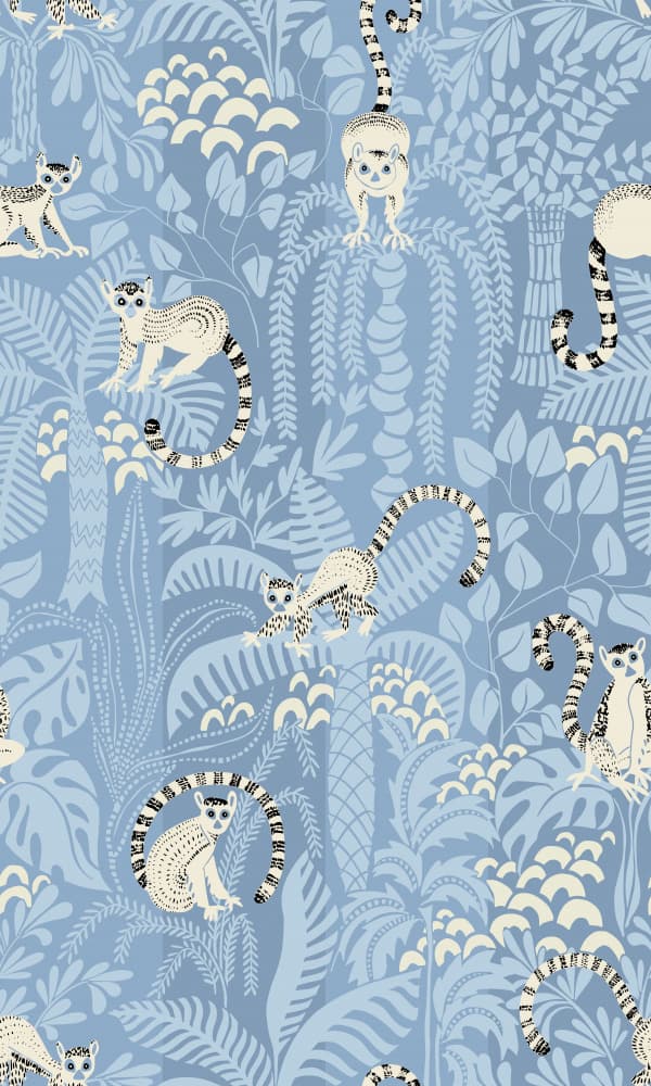 Playful Jungle Lemurs by Annick — canvas wall art