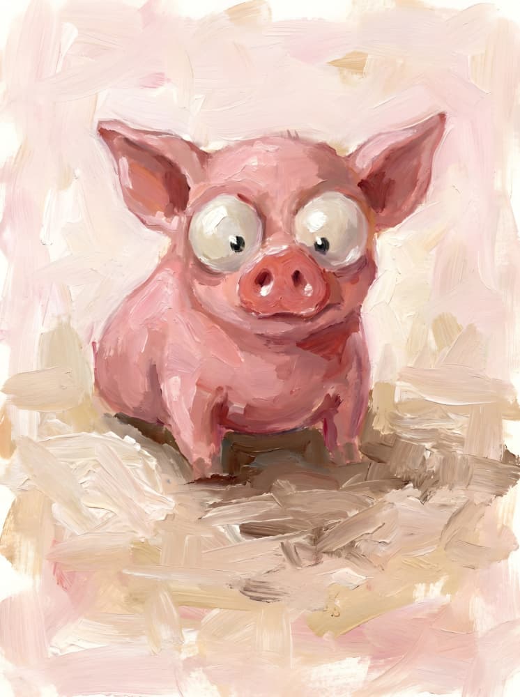 Funny Pink Pig by HUGO — canvas wall art