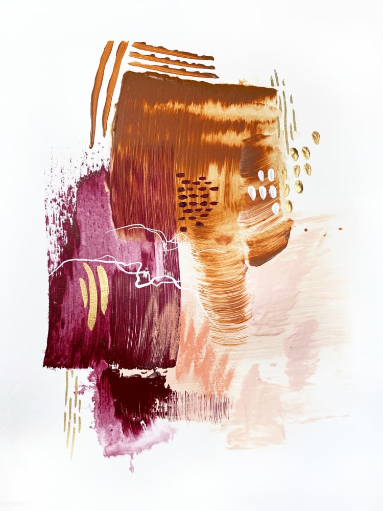 Golden Abstract Strokes by Alyson Storms — canvas wall art