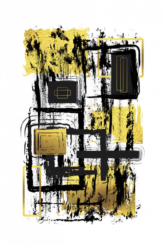 Abstract Gold Black Geometry by Melanie Viola — canvas wall art