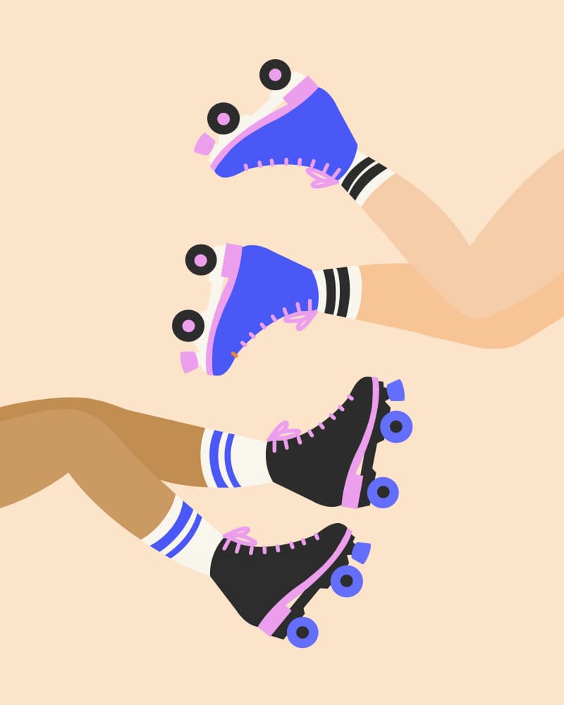 Retro Roller Skates by Artprink — canvas wall art