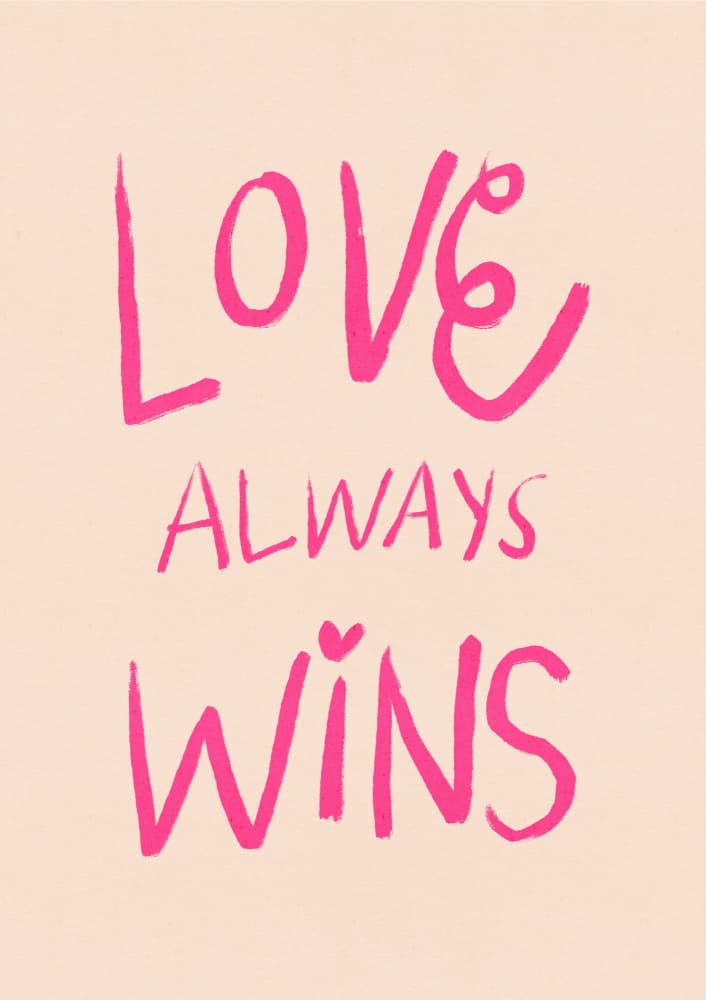 Love Always Wins Pink by Dirkie Nell — canvas wall art