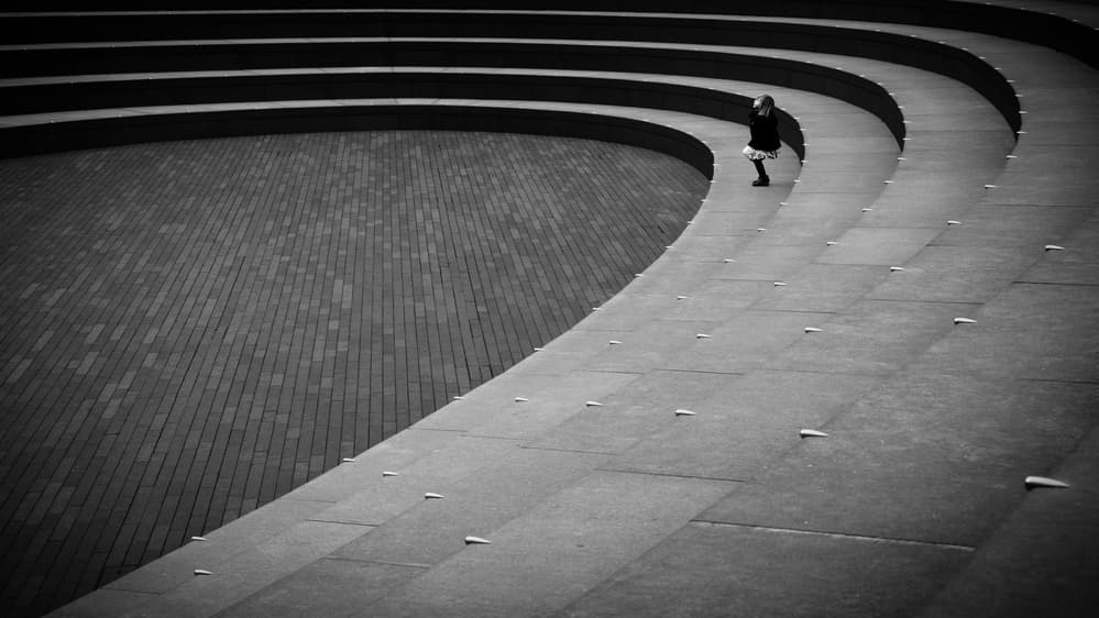 Woman on Curved Steps by João Castro — canvas wall art