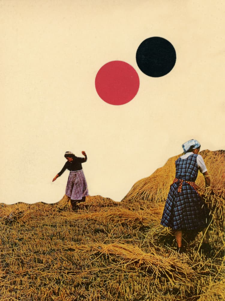Harvest Women Red Circle by Mikhail Siskoff — canvas wall art
