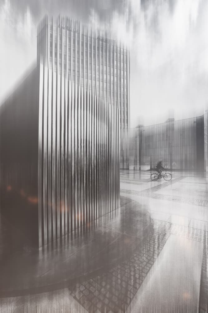 Blurred City Cyclist by Jurij Bizjak — canvas wall art