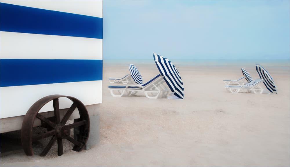 Blue Striped Beach by Gilbert Claes — canvas wall art
