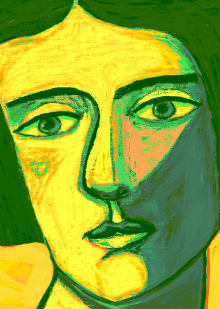 Vibrant Abstract Portrait by Sharyn Bursic — canvas wall art