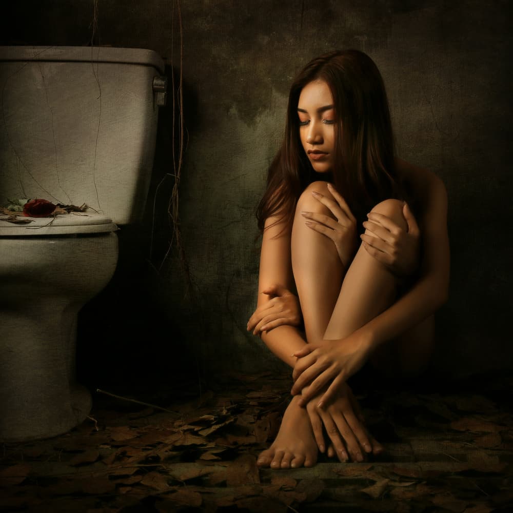 Melancholy Woman Alone by Sebastian Kisworo — canvas wall art