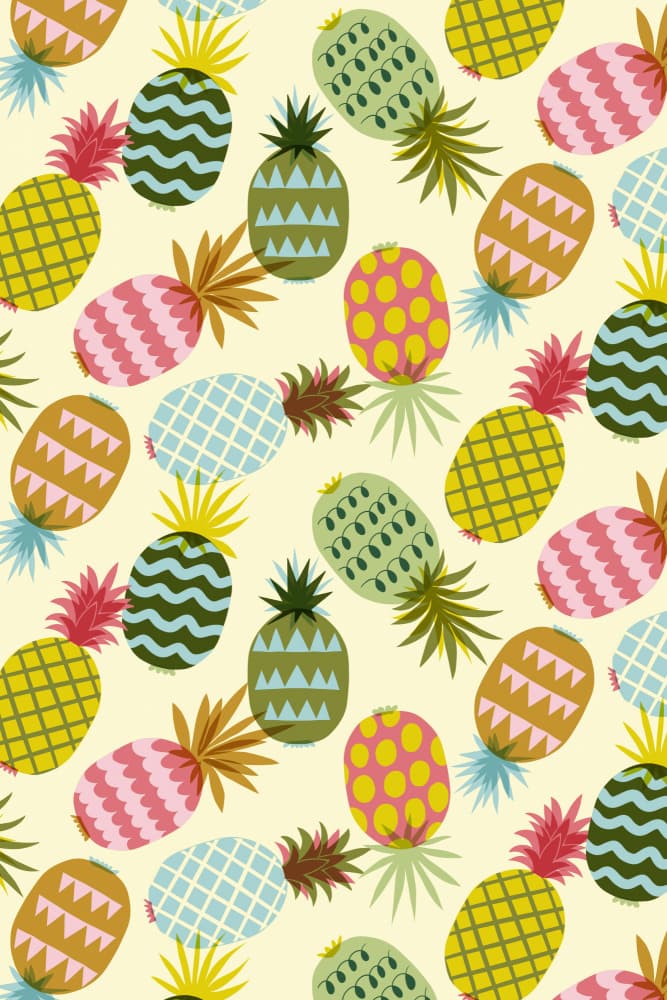 Colorful Pineapple Pattern by uta krogmann — canvas wall art