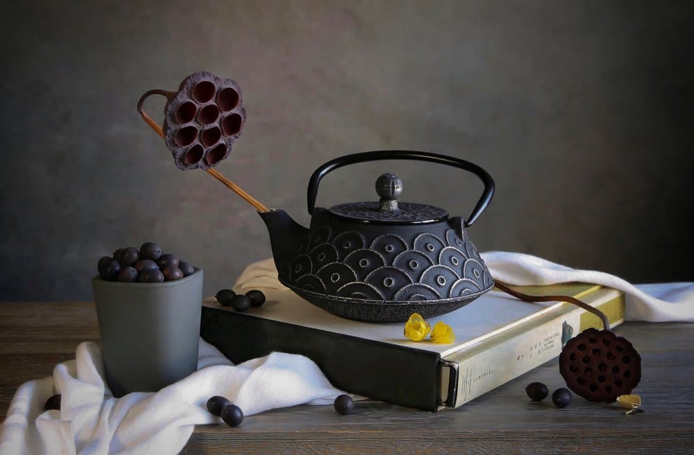 Zen Teapot and Berries by Fangping Zhou — canvas wall art