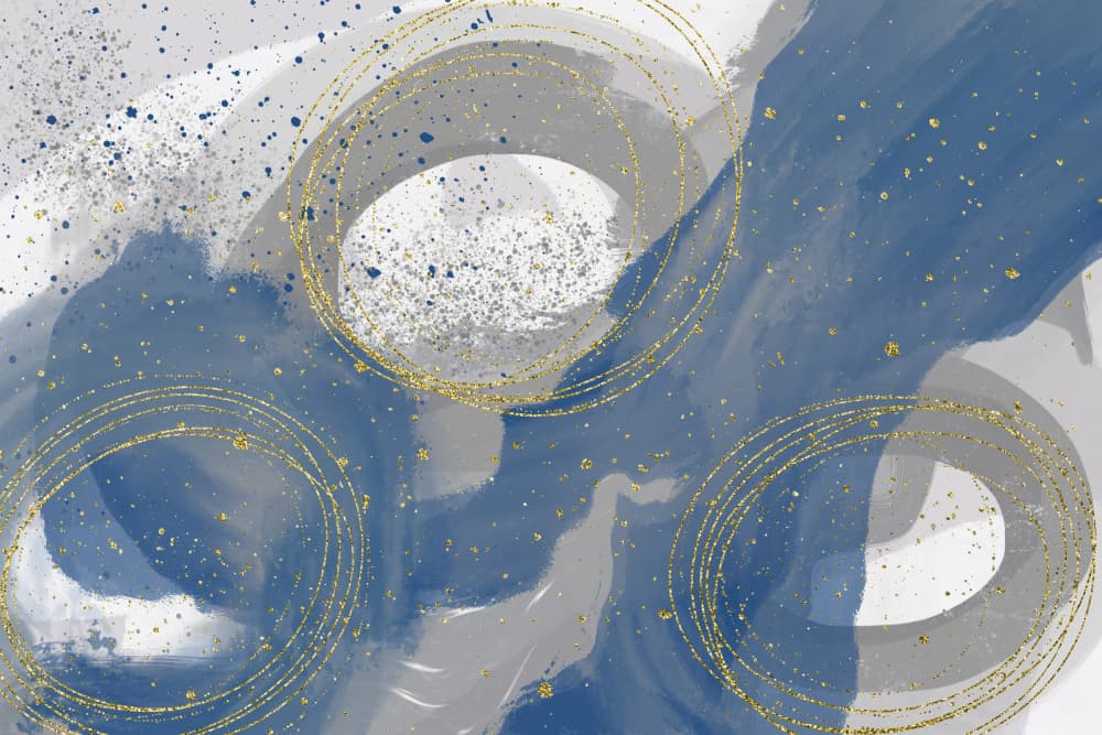 Elegant Blue Gold Circles by Melanie Viola — canvas wall art