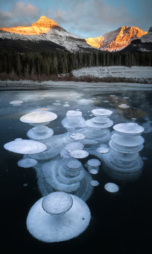 Golden Mountains Ice Bubbles by Larry Deng APA — canvas wall art