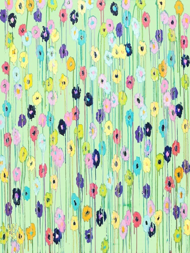 Colorful Dripping Flowers by Helen Joynson — canvas wall art
