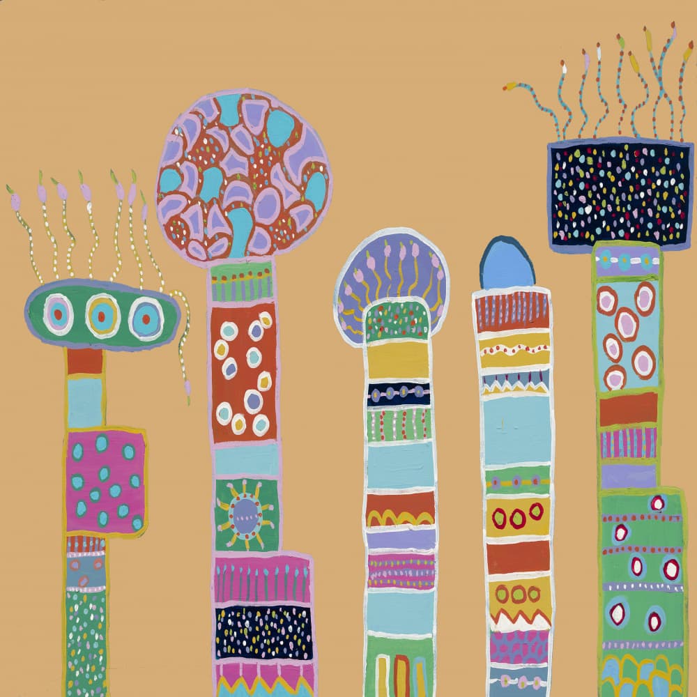 Colorful Abstract Towers by Helen Joynson — canvas wall art