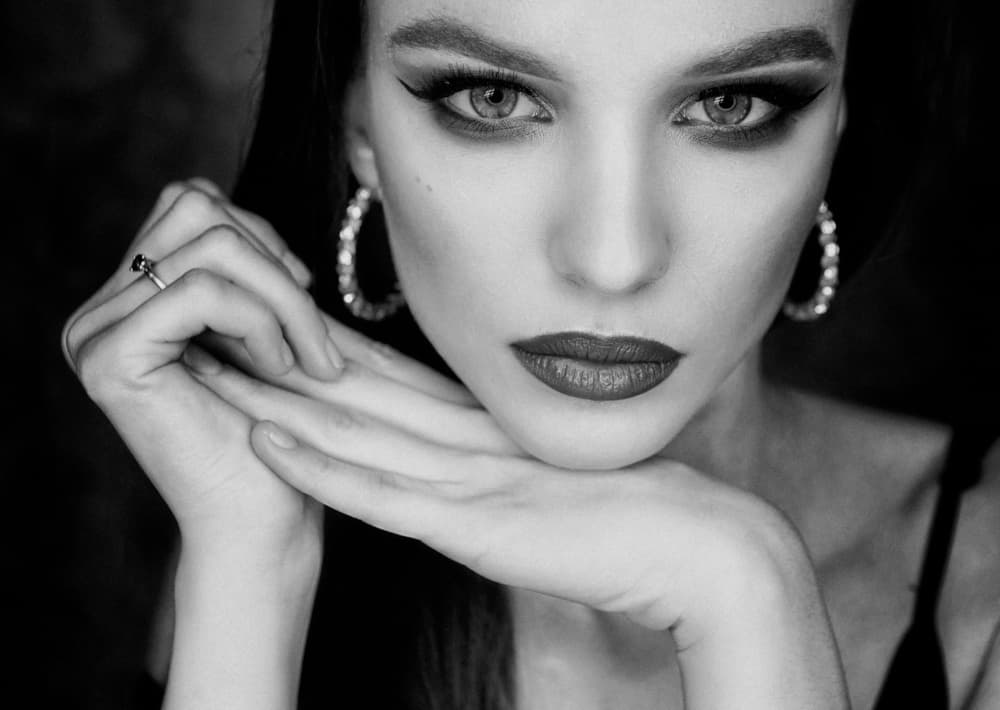 Alluring Black White Portrait by Mihai Bogdan R — canvas wall art