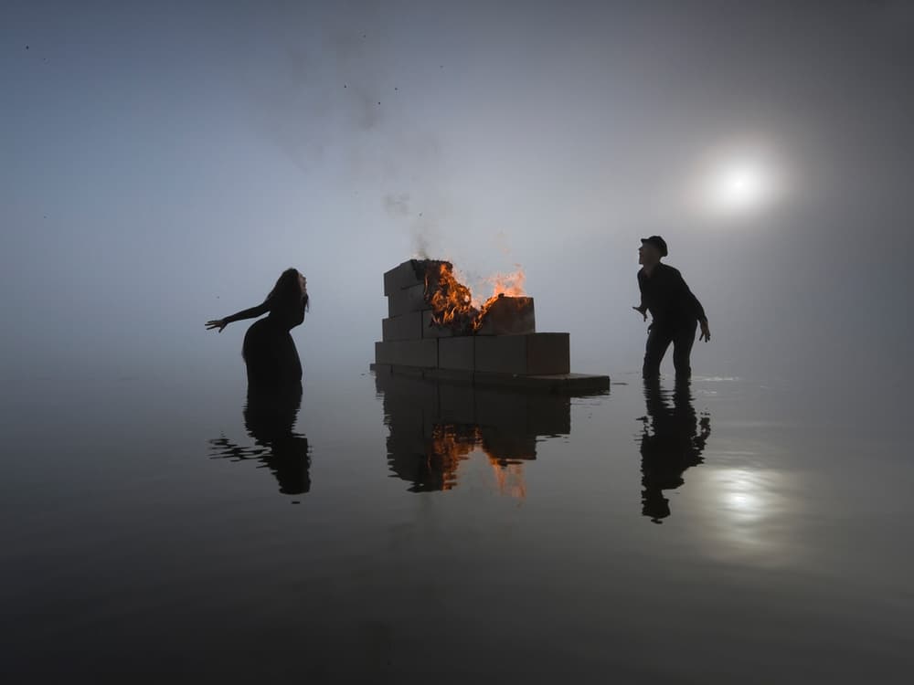 Misty Fire and Reflections by Leszek Paradowski — canvas wall art